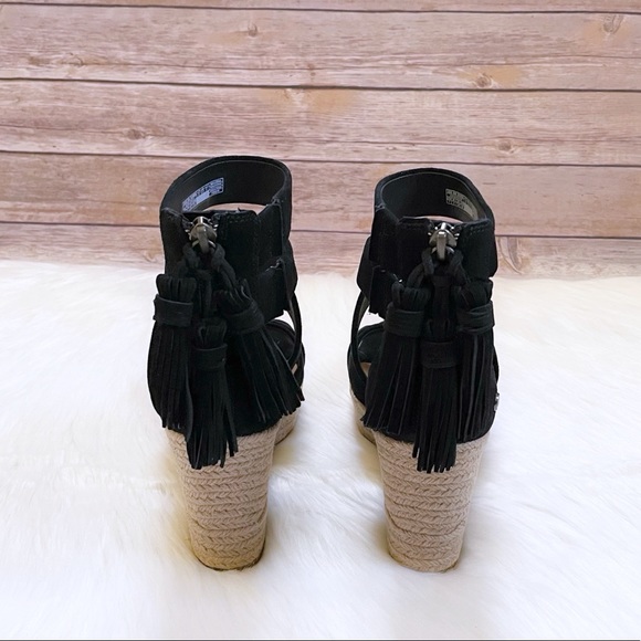 UGG Raquel Black Espadrille Platform Wedge Sandals - Picture 7 of 8